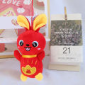 Rabbit Stuffed Toy Exquisite Pattern Backpack Hanging Decoration Lucky Bunny Plush Toy. 
