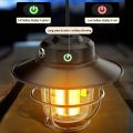 LED Camping Lantern Rechargeable, 4 Modes Infinitely Dimmable Light, Type-C Charging Hanging Retro Light, Battery Powered IPX4 Waterproof Portable Outdoor Tent Electric Lamp. 