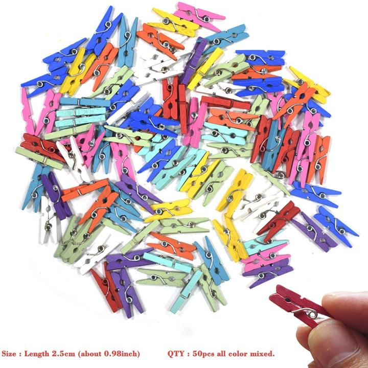 Pack of 50pcs Multicolour Wooden Pegs