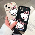 Hontinga for Vivo Y28 4G Back Cover Cute Shy Hello Kitty Pattern Ladder Soft Camera Protection Rubber Phone Case for Girls. 
