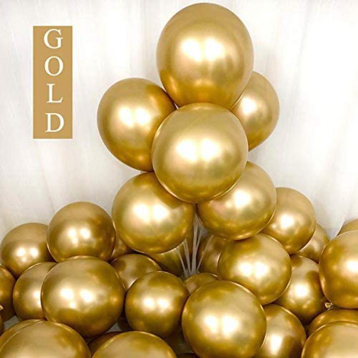 10 Golden Metallic Balloons Pack - Golden Chrome Balloons with Other Chrome Colors For Party Decoration