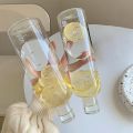 500ML Glass Water Bottle with Time Marker Drink Bottle Drinkware Heat Resisting Leakproof Drink Bottle Gym Sports Water Bottles. 
