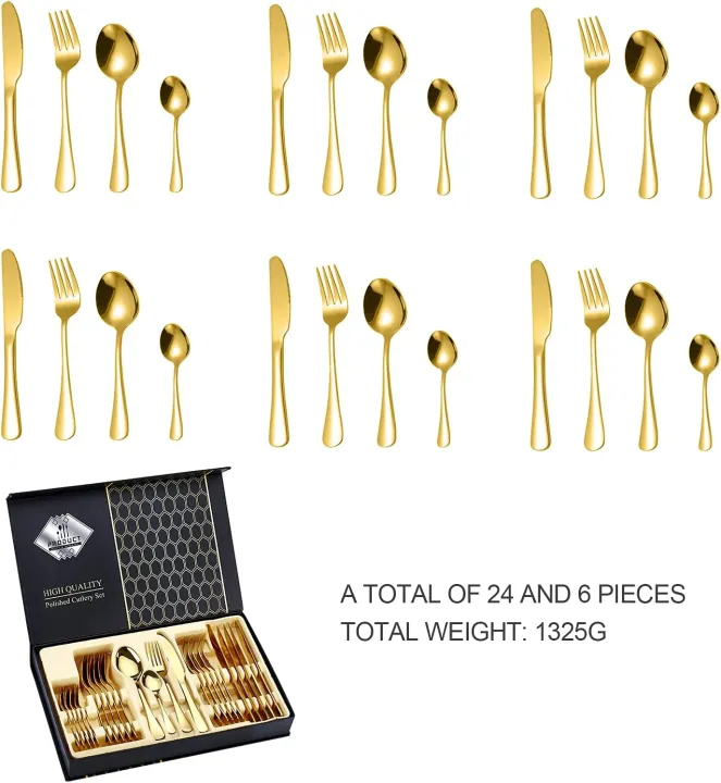 Techmanistan%2024%20Pieces%20Stainless%20Steel%20Golden%20Cutlery%20Set,%20Polished%20Cutlery%20For%206%20People,%20Stainless%20Steel%20Cutlery%20incl.%20Knife,%20Fork,%20Spoon,%20Teaspoon,%20Cutlery%20Gift%20Box%20-%20Image%208