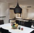 Italian Vintage Black Metal Big Hanging Light Pendant Ceiling Light Lamp. 