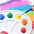 9 Pcs No Spill Paint Cups Set with Paint Brushes and Paint Tray Palette, Paint Cups with Lids for Kids Art Painting. 