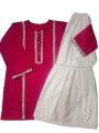 customize white gharara and shoking pink shirt beautifull combination dress for girls. 