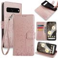 Tree & Deer Embossed Leather Phone Case For Google Pixel 7 Pro. 