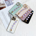 TA for For VIVO Y11 2019 / Y12i / 1906 Back Cover Purple Love Heart Bracelet Luxury 6D Plating Case Soft Thin Silicone Square Phone Cases. 