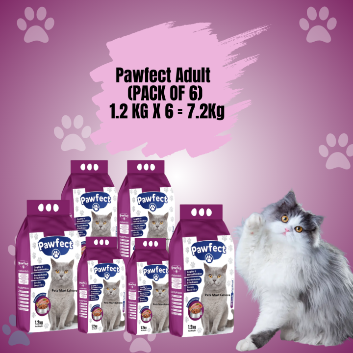 Pawfect Adult Cat Food 1.2 KG X 6 = 7.2 KG - MADE IN PAKISTAN