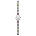 Women Oval Rainbow Gem Wristwatch Fashion Elegant Waterproof Bracelet Watch Small Clock. 