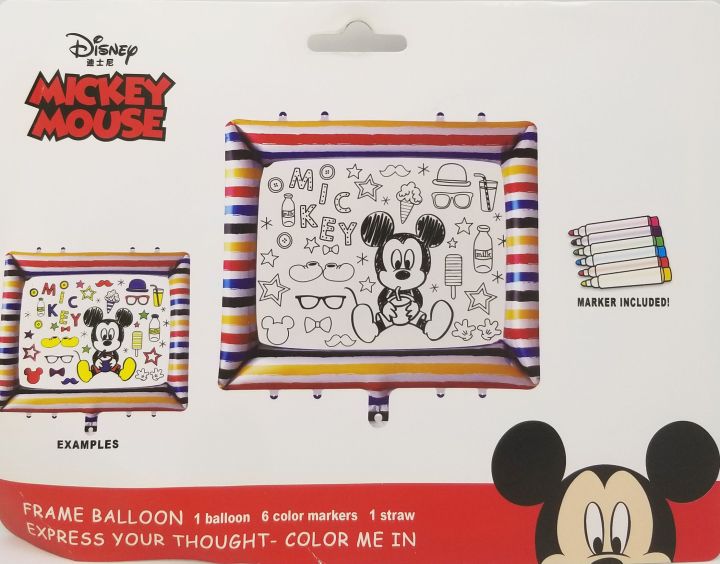 MICKEY MOUSE FOIL BALLOON WITH MARKERS INCLUDED FILL THIS FOIL BALLOON WITH COLORS