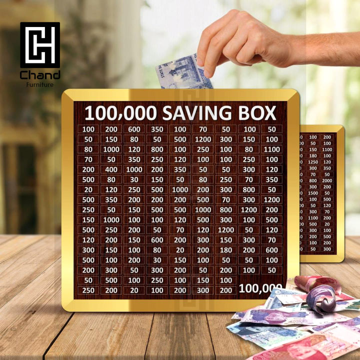 5 Lakh Money Saving Box – Wooden 500,000 Target Chart – Rupee Organizer