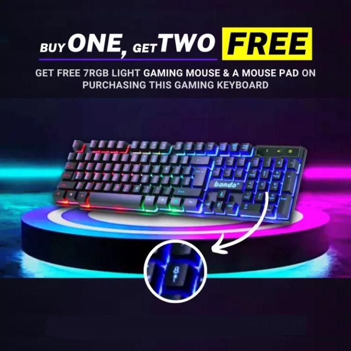RGB Gaming Keyboard and Mouse Combo with FREE Mousepad in low price ~ Mechanical Feeling Gaming Key Board with 7 light RGB Gaming Mouse ~ Wired for Mobile Pubg, Laptop, PC, Gaming, Minecraft, Xbox - 112 Keys -
