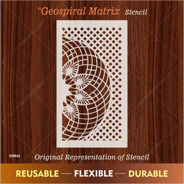 Geospiral%20Matrix%20Wall%20Stencil%20,%20geometric%20wall%20stencil%20Parametric%20Decorative%20Pattern%20ID#642%20-%20Image%202