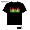 Sound Activated Light Up Flashing Rock Disco Equalizer Short Sleeve LED T-Shirt. 