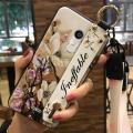 Durable Wristband Phone Case For Alcatel 3C protective ring Lanyard Back Cover Waterproof Phone Holder Flower Kickstand. 