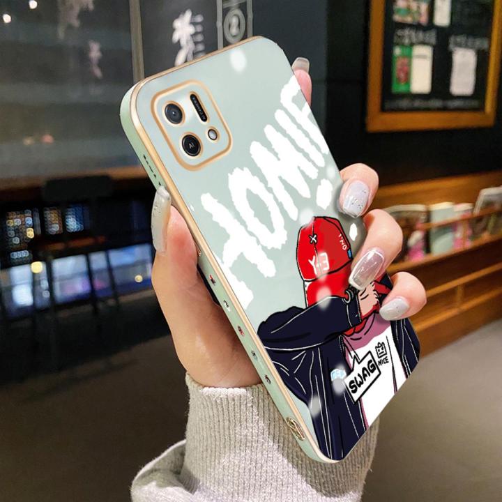 JIUMOO For OPPO A16K Case Plating Side Edge Square New Design Phone Cases Pattern Silicone Casing Full Back Cover Fashion Crying Boy Camera Protection Shockproof Softcase
