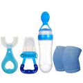 Pack of 4 Baby Silicone Spoon Feeder * Fruit Pacifier * Knee Pads * U Brush. 