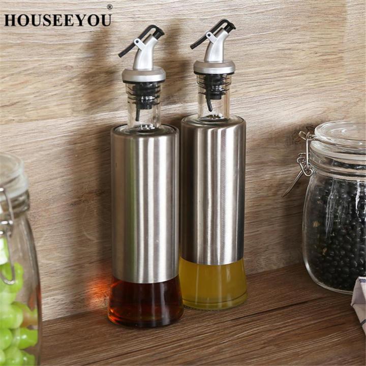 230 ML Oil Bottle Kitchen Glass Stainless Steel Leak-proof Soy Sauce Vinegar Dispenser