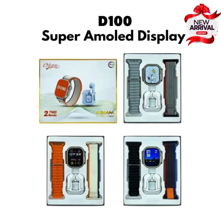 OKPU%20D100%20AMOLED%20Display%20%20With%20Airbirds%20ND%20extra%20straps%20FULL%20SCREEN%20%20SMART%20WATCH%20-%20Image%204