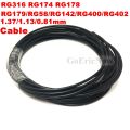 1Pcs RF Coaxial RG316 RG174 RG178 RG179/RG58/RG142/RG400/RG402/RG405/1.37/1.13/0.81mm Jumper Cable coaxial cable (1M). 
