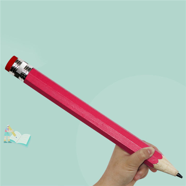 33cm/12.99 Wooden Jumbo Pencils Novelty Big Pencil with Cap and Eraser for Home Decorations/Prop/School Kids Writing/Gifts