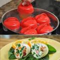 Silicone Egg Cooker, Hard and Soft Make, No Shell, Non Stick Silicone, BPA Free, Egg Boiler, Egg Cups, Egg Poachers, Egg Cooker (6 PACK) (RED). 
