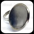 5 Pieces - Jewelry Rings Base – 1 Inch Round Ring Base with Border – Silver. 