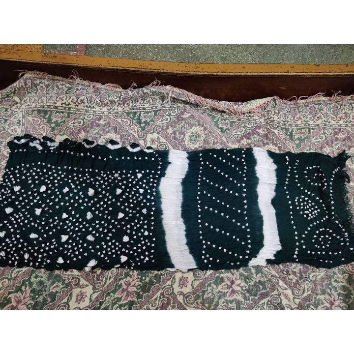 Krinkal Shefoun Green And White Chunri Dupatta 2.5 Yards ( Independence Day Special )