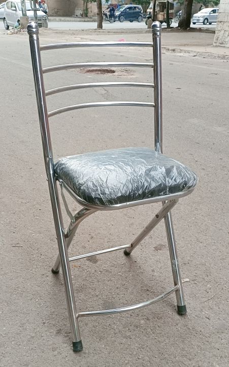 Silver Chrome Commando Folding Chair - Namaz Chiar Soft Cushion