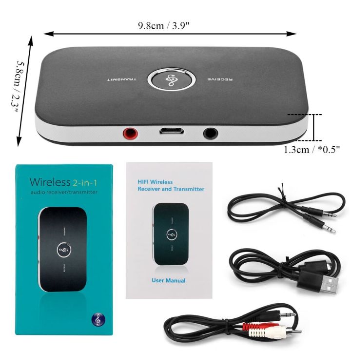 WIRELESS B6 2 In 1 AUDIO Transmitter & Receiver / Easy To Setup - Battery Life 8 Hours / Bluetooth 5.0 | Compatible For Android & IOS