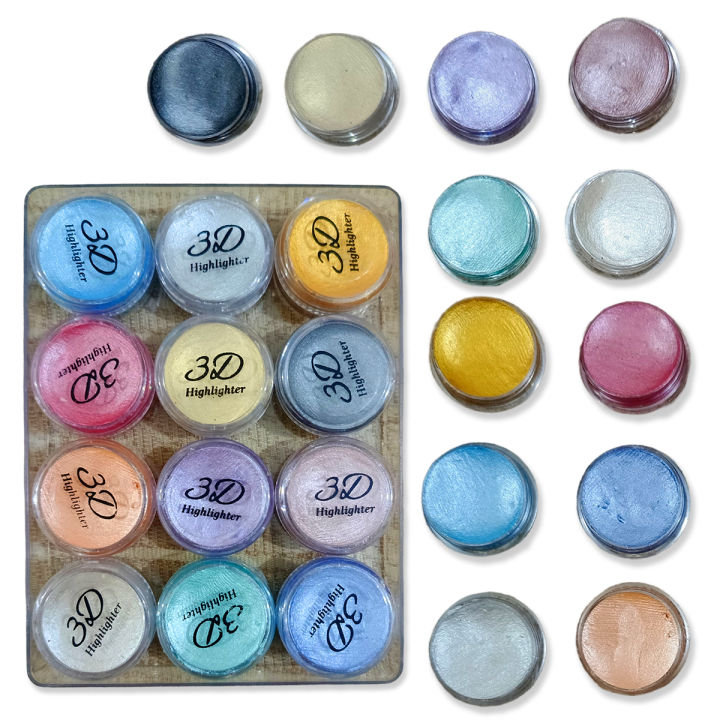 12 Color Set - Trendy Creamy 3D Eyeshadow 12 Colour Eyeshade Jar Palette Cosmetic Pressed Shimmer Shiny Eye Shadow Pallete Highlighter Makeup Kit For Girls Women Ladies
