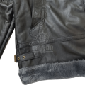 Black Shearling Leather Jacket For Men. 