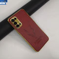 Oppo Reno 5 4G Cover - Maroon - Premier Leather Markhor Series With Gold Border Case. 