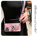 Phone Case For Xiaomi Redmi Note 13 Pro Plus 13C 13T 13 Lite POCO X6 Quicksand Astronaut Plating Stand Crossbody Necklace Cover. 