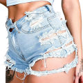 Women’s Ripped Denim Shorts, Fashion Mid Rise Frayed Raw Hem Distressed Short Jeans. 