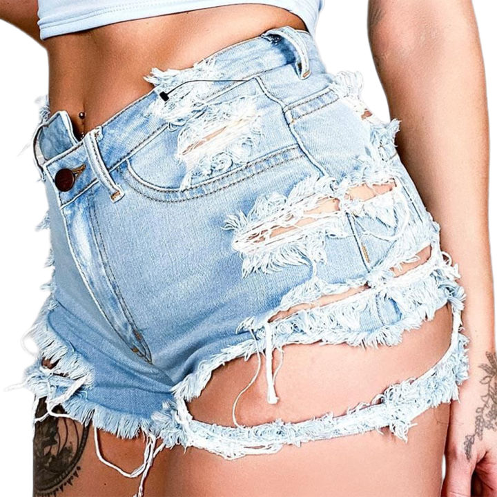 Women%E2%80%99s%20Ripped%20Denim%20Shorts,%20Fashion%20Mid%20Rise%20Frayed%20Raw%20Hem%20Distressed%20Short%20Jeans%20-%20Image%203
