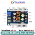 300W 20A DC-DC Buck Converter Step Down Module Constant Current LED Driver Power Step Down Voltage Module Electrolytic Capacitor. 