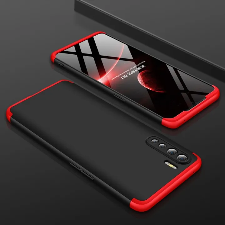 OPPO F15 GKK 360 Full Body Protection Case Cover, Red and Black, Durable, Skidproof