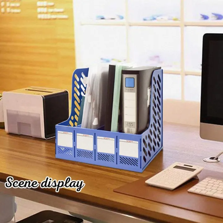 Multi-function%20Plastic%20Storage%20Hanger%204%20Section%20Divider%20File%20Paper%20Magazine%20Rack%20Holder%20Office%20Home%20Desktop%20Book%20Box%20Bookshelf%20-%20Image%202