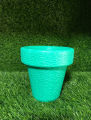 Pack of 5 Fiber Plastic Pots Colorful Unbreakable Available in 4 Sizes With Drainage Holes - Multicolor. 