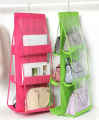 6 Pocket Shelf Bag Handbag Hanging Organizer Storage Closet Rack Hanger. 