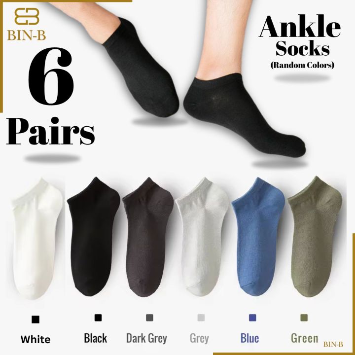 BIN-B%20%206%20Pairs%20Cotton%20Ankle%20Socks%20For%20Men%20Women%20-%203%20Random%20colors%20-%20Image%203