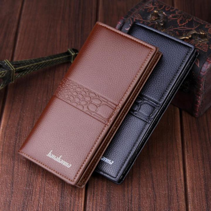 Genuine%20Leather%20Minimalist%20Men's%20Purse%20Long%20Wallet%20For%20Men%20Bi%20Fold%20Simple%20Wallet%20Clasp%20Card%20Holder%20Wallet%20-%20Image%202