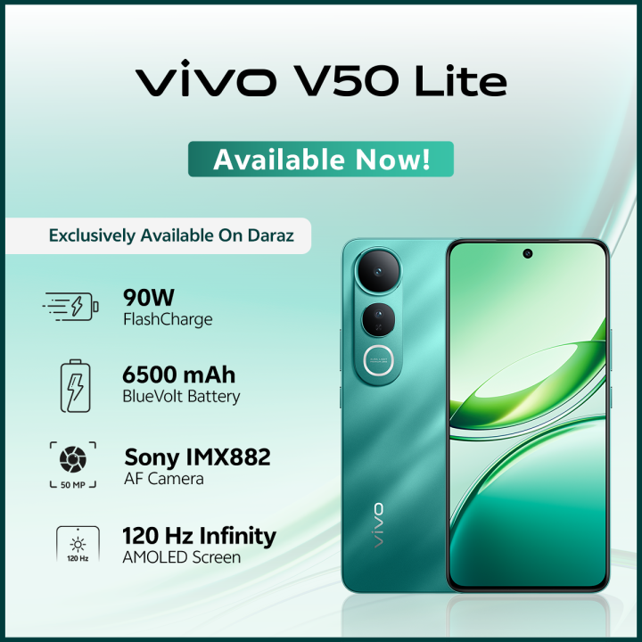 vivo V50 Lite - 8GB RAM - 256GB ROM - 6500mAh Battery - 90W FlashCharge - In-Display Sensor