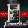 Glass Beaker Set - 100ml, 250ml, 500ml, 1000ml - Borosilicate, Heat Resistant, Graduated Measuring Cups for Lab, Chemistry, Baking, Perfume, Candle Making & DIY Experiments. 