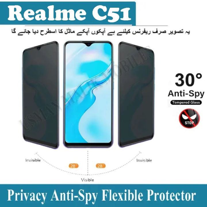 Realme C51 Privacy Tempered Screen Protector (No Black Border) Anti Spy Flexible Screen Protector
