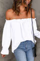 New solid color sexy one neck off shoulder shirt loose long sleeved pullover. 