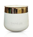 Plastic Planter, Olpe White Plant Pot with Golden Neck, White Plastic Flower Pot & Planter with Golden Border 2 sizes 5x5 and 9x10 inches. 