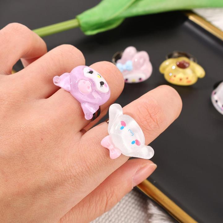 Cartoon Sanrio Kuromi Pochacco Openning Adjustable Ring Cute Jewellery  Birthday Gift Men and Women